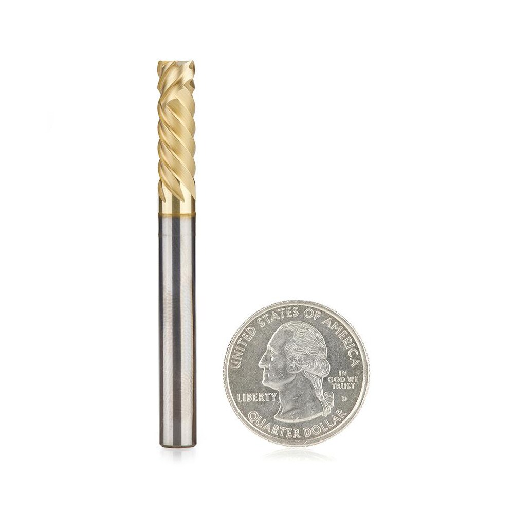 Spiral Router Bit: 0.25" Dia, 2.5" LOC, 1/4" Shank Dia, Compression