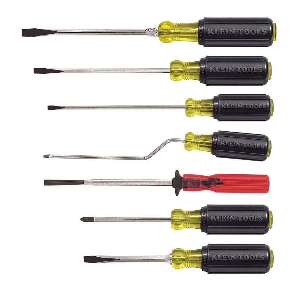 Klein Tools 85077 Screwdriver Set: 7 Pc, Cabinet, Keystone & Phillips 