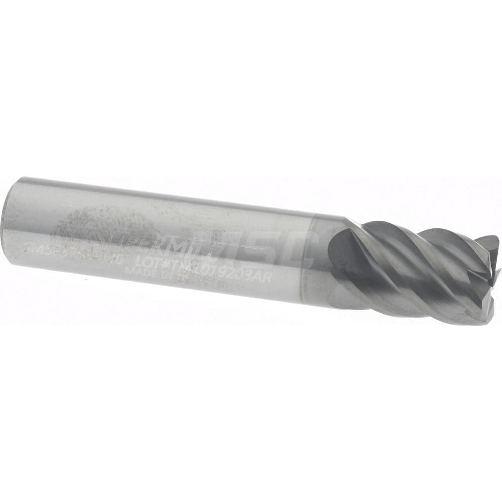 Supermill SM5F375S-030 Corner Radius End Mill: 3/8" Dia, 9/16" LOC, 0.03" Radius, 5 Flutes, Solid Carbide 