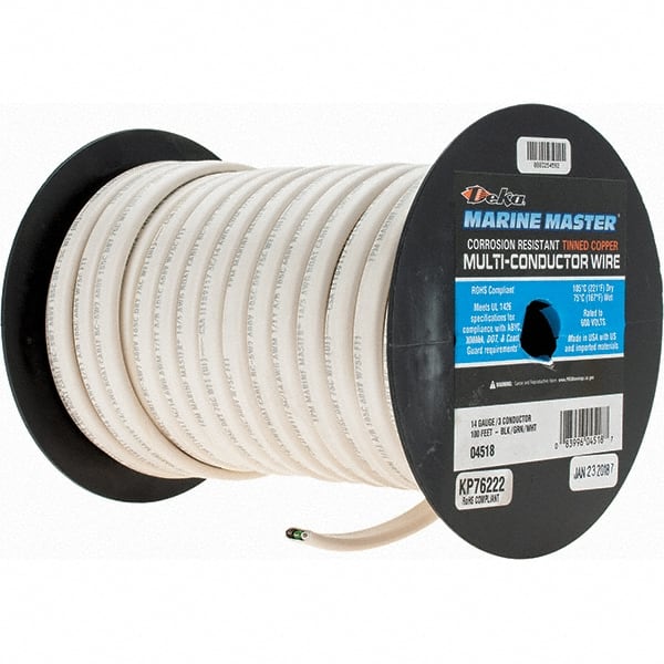 14 AWG, 3 Strand, 100' OAL, Tinned Copper Hook Up Wire