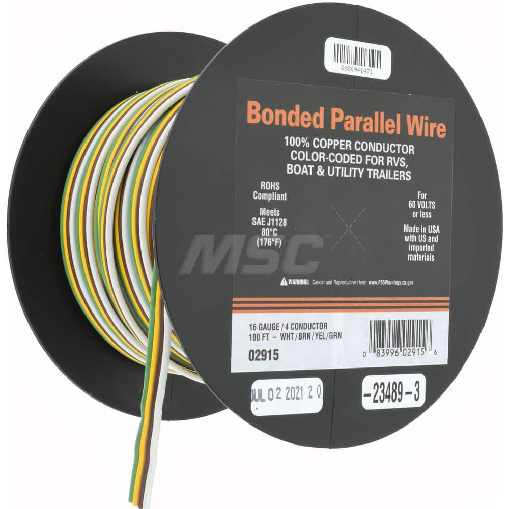 16 AWG, 4 Strand, 100' OAL, Hook Up Wire