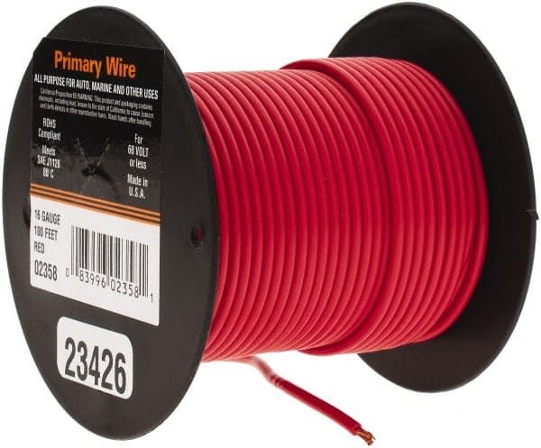 18 GAUGE 100 FEET RED PRIMARY WIRE. 02308
