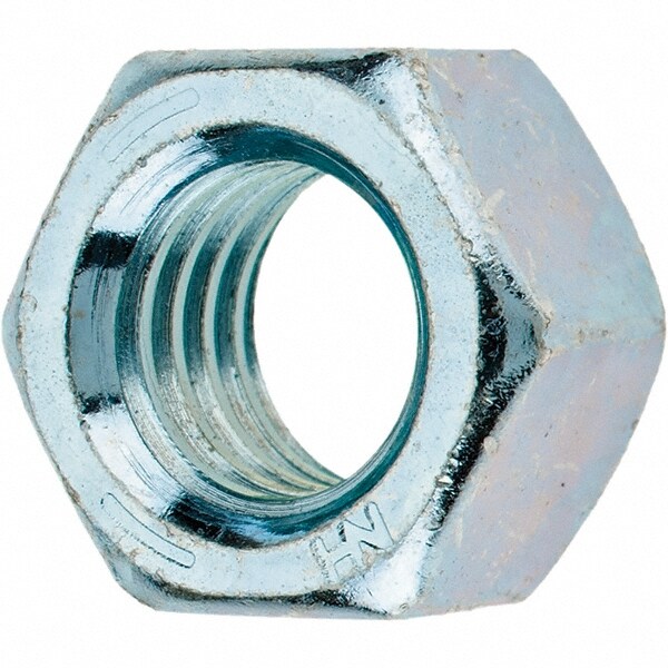 Hex Nut: 1/2-13, Grade 5 Steel, Zinc Clear Finish