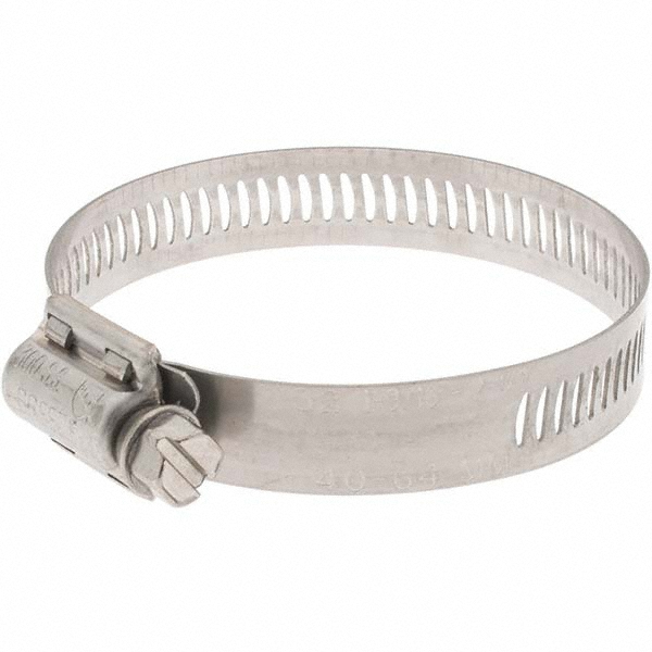 Worm Gear Clamp: SAE 32, 1-9/16 to 2-1/2" Dia, Stainless Steel Band