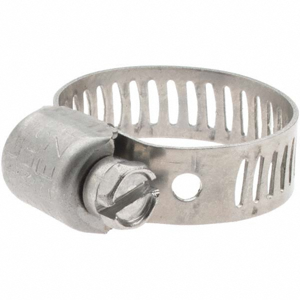 Worm Gear Clamp: SAE 6, 7/16 to 25/32" Dia, Stainless Steel Band