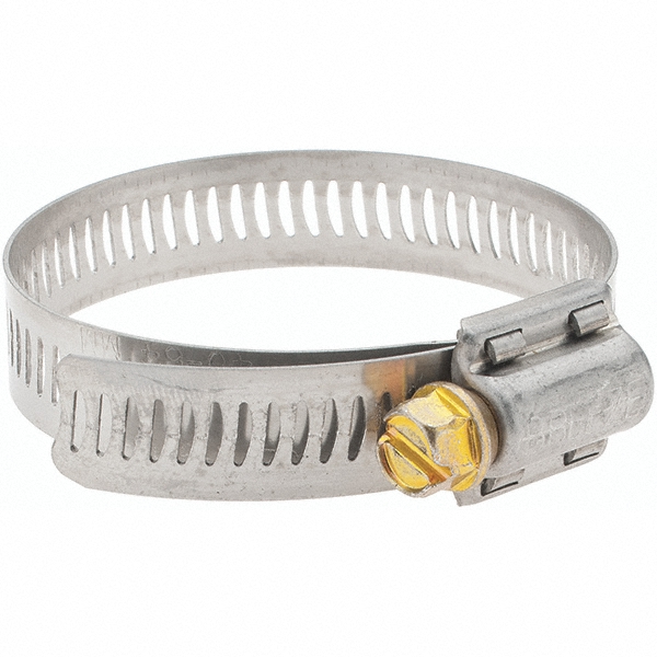 Worm Gear Clamp: SAE 32, 1-9/16 to 2-1/2" Dia, Stainless Steel Band