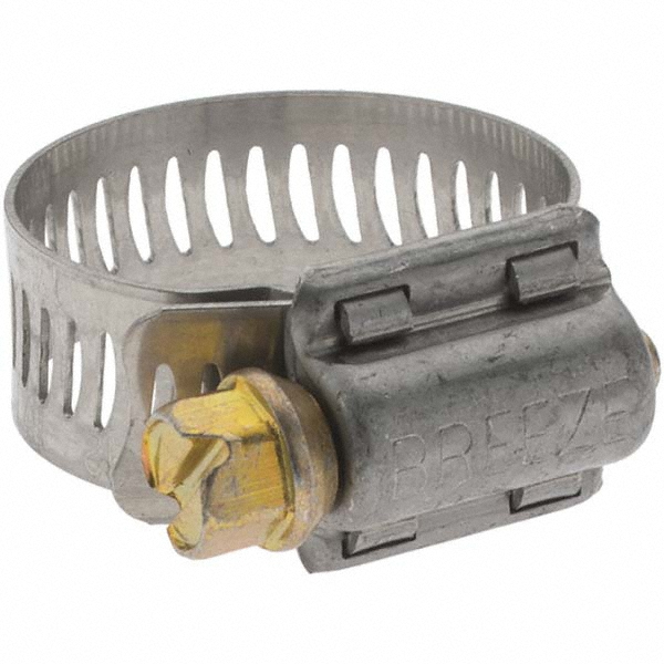 Worm Gear Clamp: SAE 12, 11/16 to 1-1/4" Dia, Stainless Steel Band