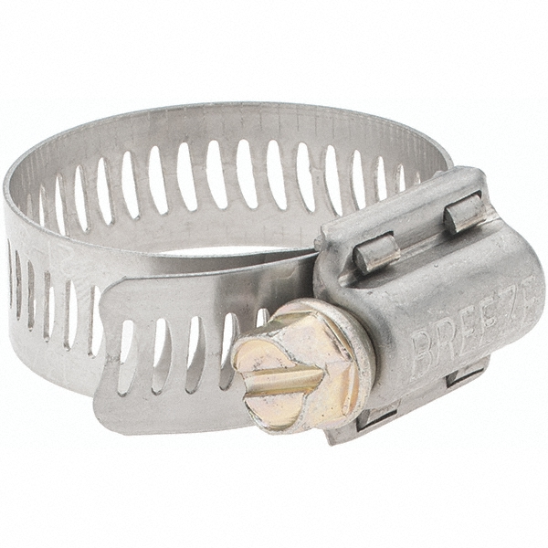 Worm Gear Clamp: SAE 16, 13/16 to 1-1/2" Dia, Stainless Steel Band