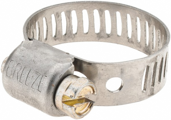 Worm Gear Clamp: SAE 6, 7/16 to 25/32" Dia, Stainless Steel Band