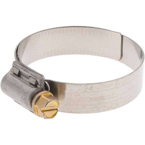 Worm Gear Clamp: SAE 24, 1-1/16 to 2" Dia, Stainless Steel Band