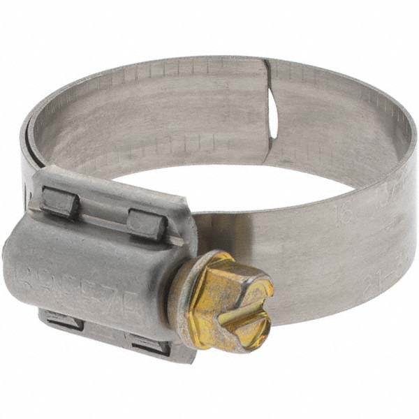 Worm Gear Clamp: SAE 16, 13/16 to 1-1/2" Dia, Stainless Steel Band