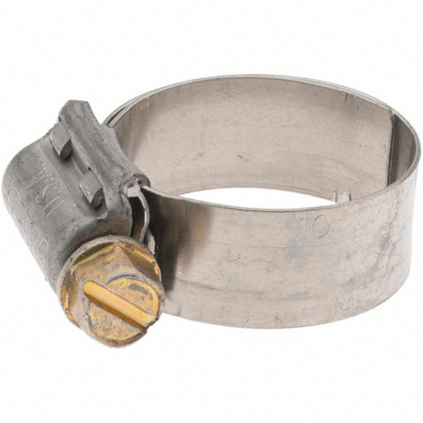 Worm Gear Clamp: SAE 10, 9/16 to 1-1/16" Dia, Stainless Steel Band