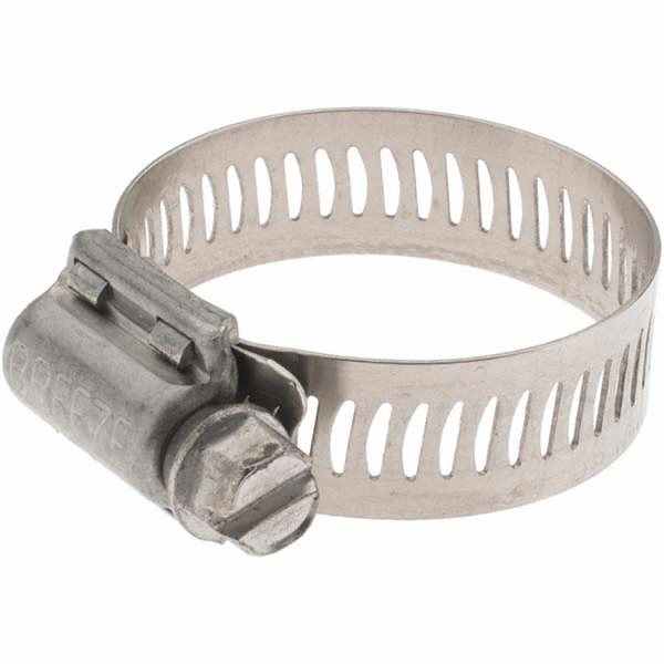 Worm Gear Clamp: SAE 16, 13/16 to 1-1/2" Dia, Stainless Steel Band