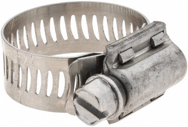 Worm Gear Clamp: SAE 12, 11/16 to 1-1/4" Dia, Stainless Steel Band