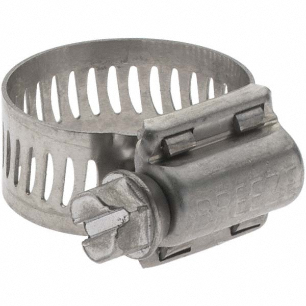 Worm Gear Clamp: SAE 10, 9/16 to 1-1/16" Dia, Stainless Steel Band