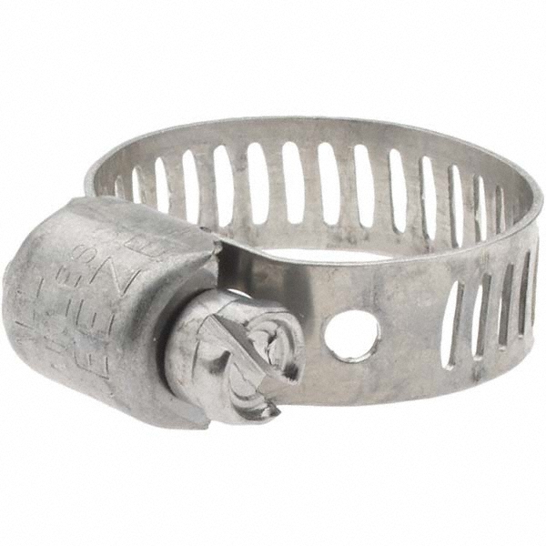 Worm Gear Clamp: SAE 6, 7/16 to 25/32" Dia, Stainless Steel Band