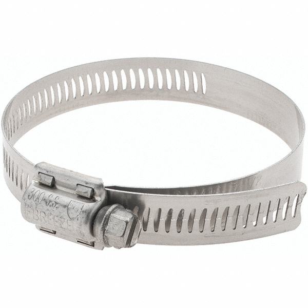 Worm Gear Clamp: SAE 48, 2-9/16 to 3-1/2" Dia, Stainless Steel Band