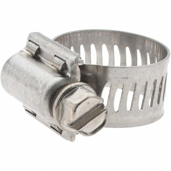 Worm Gear Clamp: SAE 6, 7/16 to 25/32" Dia, Stainless Steel Band