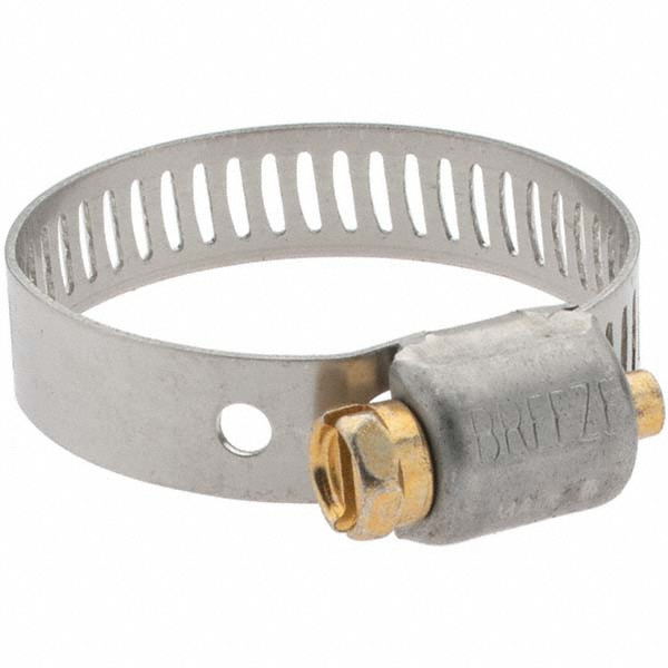 Worm Gear Clamp: SAE 12, 11/16 to 1-1/4" Dia, Stainless Steel Band