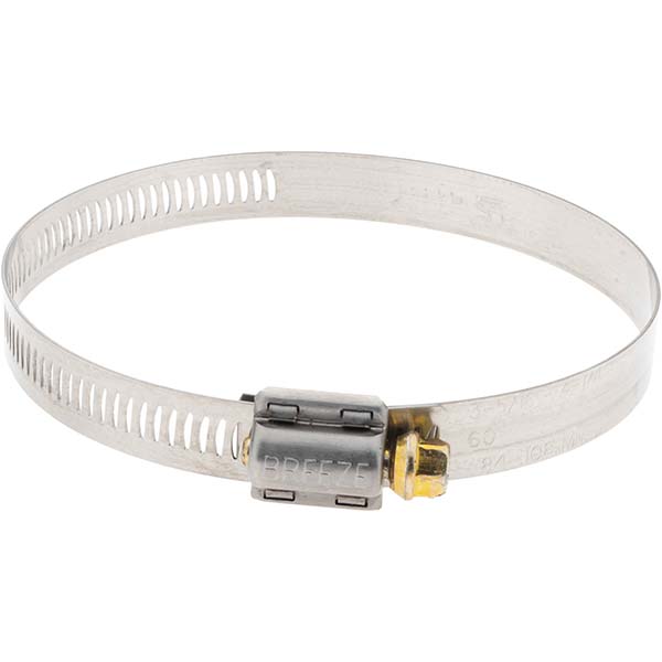 Worm Gear Clamp: SAE 60, 3-5/16 to 4-1/4" Dia, Stainless Steel Band