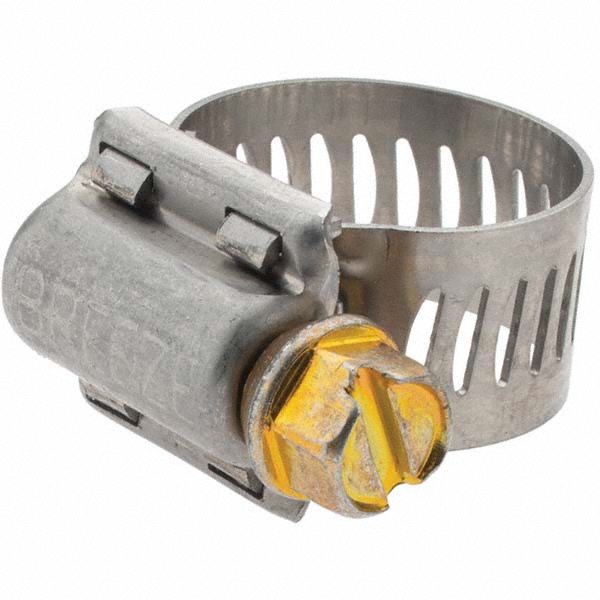 Worm Gear Clamp: SAE 6, 7/16 to 25/32" Dia, Stainless Steel Band