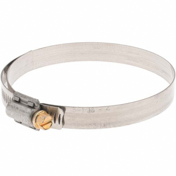 Worm Gear Clamp: SAE 56, 3-1/16 to 4" Dia, Stainless Steel Band