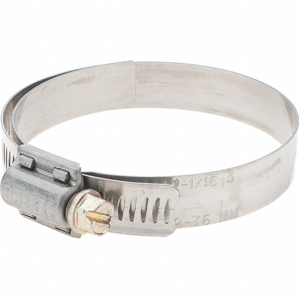Worm Gear Clamp: SAE 40, 2-1/16 to 3" Dia, Stainless Steel Band