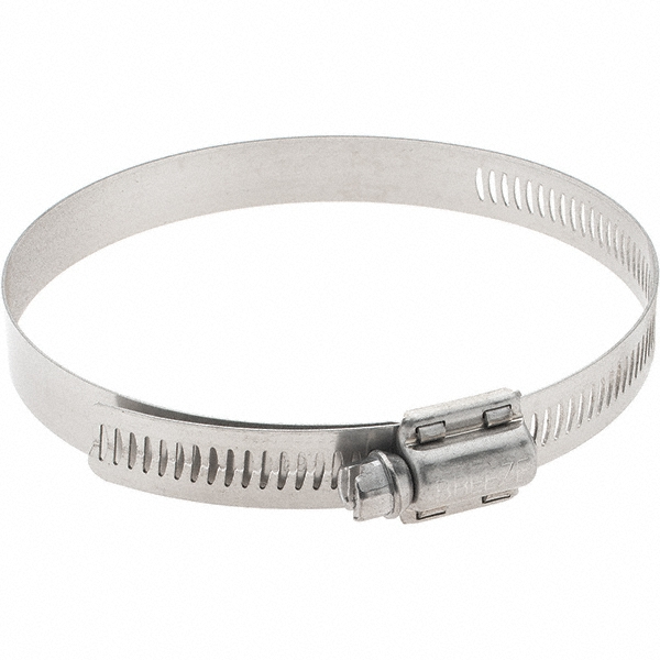 Worm Gear Clamp: SAE 64, 3-9/16 to 4-1/2" Dia, Stainless Steel Band