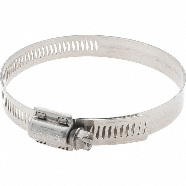 Worm Gear Clamp: SAE 56, 3-1/16 to 4" Dia, Stainless Steel Band