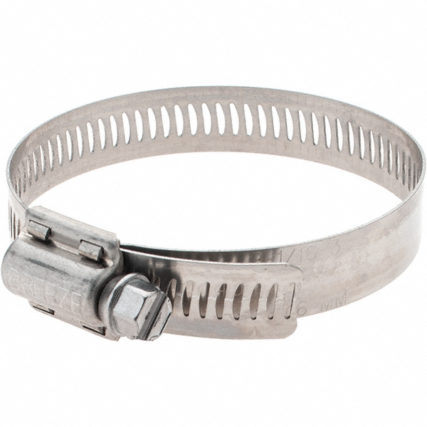 Worm Gear Clamp: SAE 40, 2-1/16 to 3" Dia, Stainless Steel Band