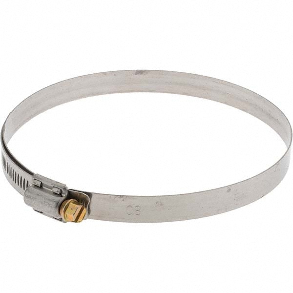 Worm Gear Clamp: SAE 80, 4-5/8 to 5-1/2" Dia, Stainless Steel Band