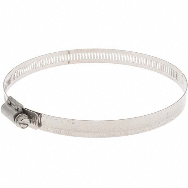 Worm Gear Clamp: SAE 80, 2-1/2 to 5-1/2" Dia, Stainless Steel Band