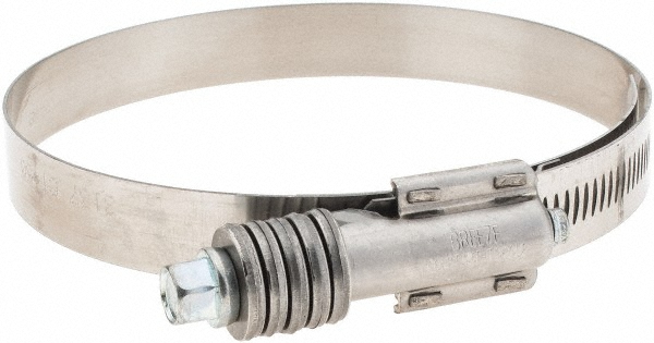 Worm Gear Clamp: SAE 462, 3-3/4 to 4-5/8" Dia, Stainless Steel Band