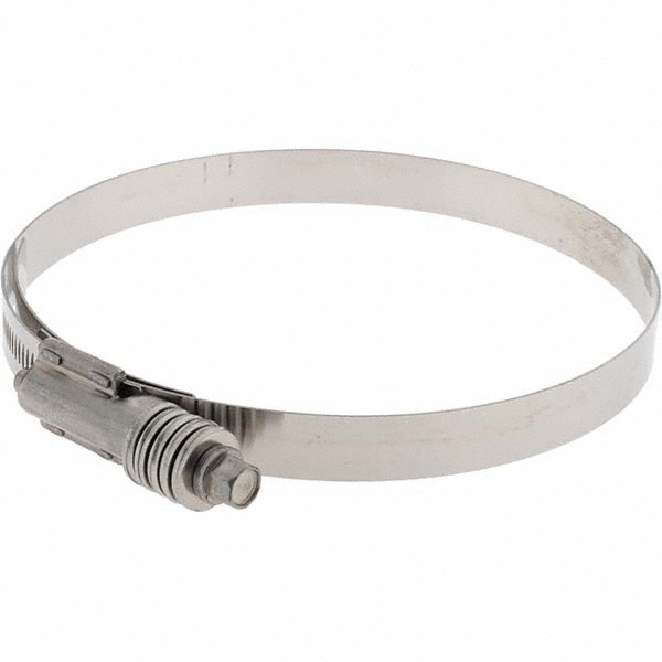 Worm Gear Clamp: SAE 612, 5-1/4 to 6-1/8" Dia, Stainless Steel Band