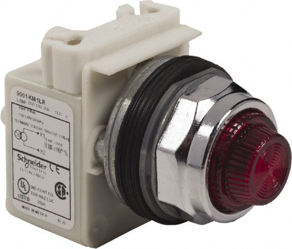 Schneider Electric 9001KP1LRR31 120 VAC Red Lens LED Pilot Light Image