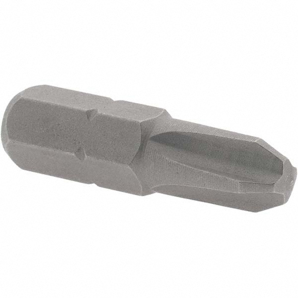 Phillips Screwdriver Insert Bit: #3 Point, 1/4" Drive, 1" OAL