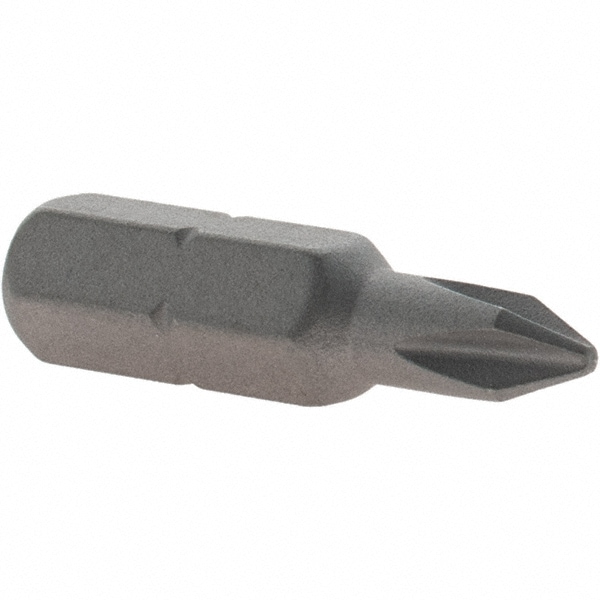 Phillips Screwdriver Insert Bit: #1 Point, 1/4" Drive, 1" OAL