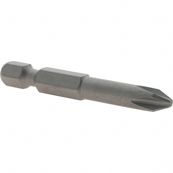 Phillips Screwdriver Insert Bit: #2 Point, 1/4" Drive, 2" OAL