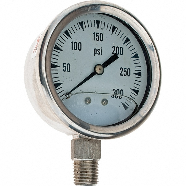 Pressure Gauge: 2-1/2" Dial, 1/4" Thread, NPT