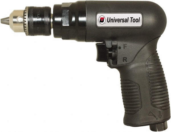 Air Drill: 3/8" Keyed Chuck, Reversible - Pistol Grip, 1,800 RPM, 0.75 hp