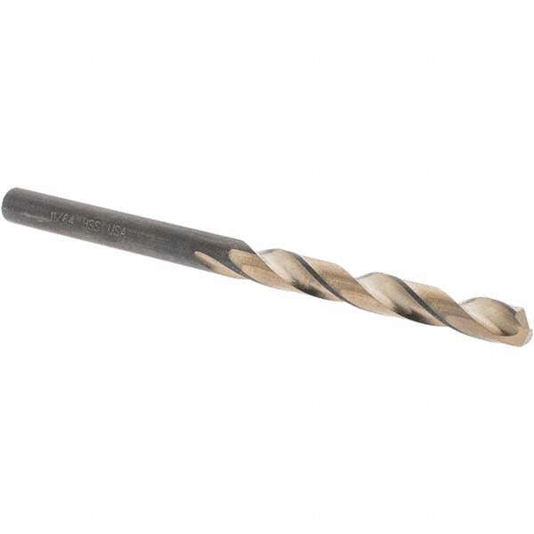 Mechanics Drill Bit: 11/64" Dia, 135 ° Point, High Speed Steel, Straight-Cylindrical Shank, Split Point