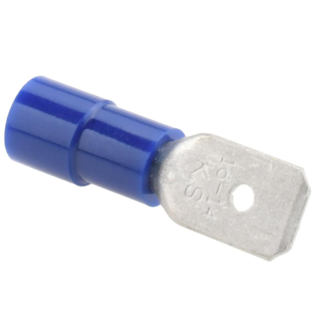 Wire Disconnect: Male, Blue, Polycarbonate, 16-14 AWG, 1/4" Tab Width