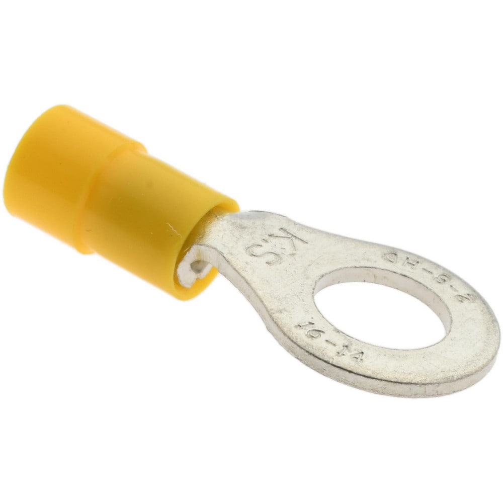 Circular Ring Terminal: Partially Insulated, 16 to 14 AWG, Crimp Connection