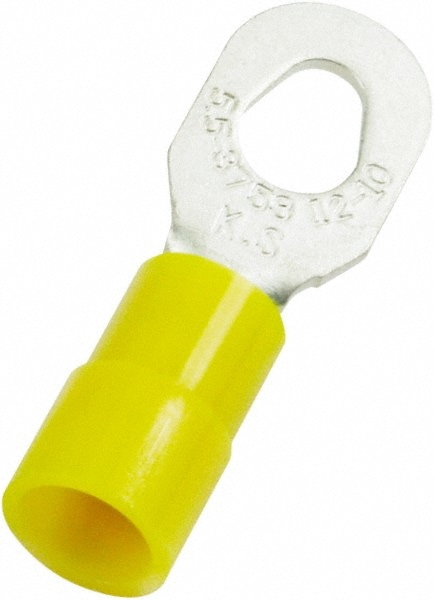 D Shaped Ring Terminal: Partially Insulated, 12 to 10 AWG, Crimp Connection