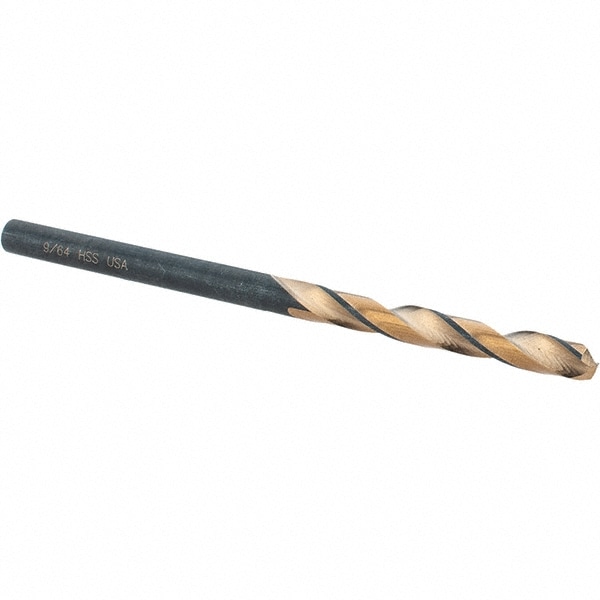 Mechanics Drill Bit: 9/64" Dia, 135 ° Point, High Speed Steel, Straight-Cylindrical Shank, Split Point