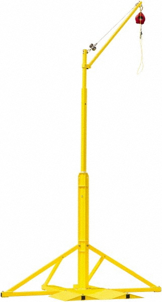 6.0 Ft Cable, Quadpod Base, Manual Winch, Confined Space Entry & Retrieval System - 310.0 Lb Load Capacity, Includes CounterweightRotational BoomShock AbsorberTelescoping Mast