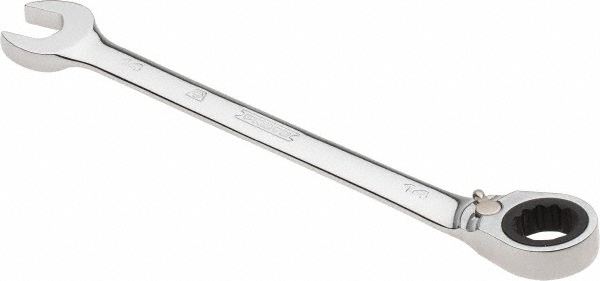 Combination Wrench: 14.00 mm Head Size, 15 deg Offset - Steel, Chrome Finish, Tether Capable