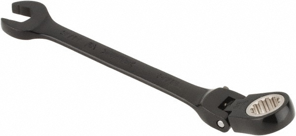 Combination Wrench: 3/8" Head Size, 15 deg Offset - 5" OAL, Steel, Chrome Finish, Tether Capable