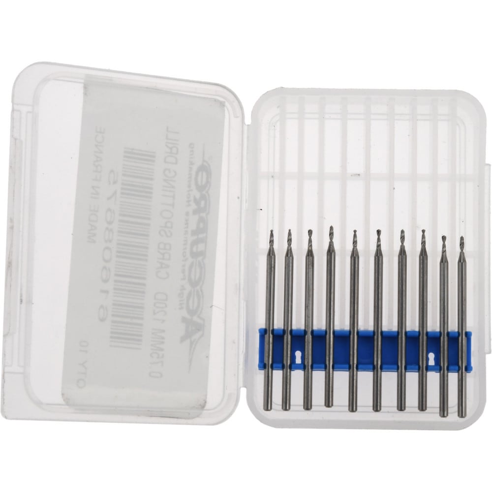 Spotting Drill: 0.75 mm Dia, 120 ° Point, 30 mm OAL, Solid Carbide