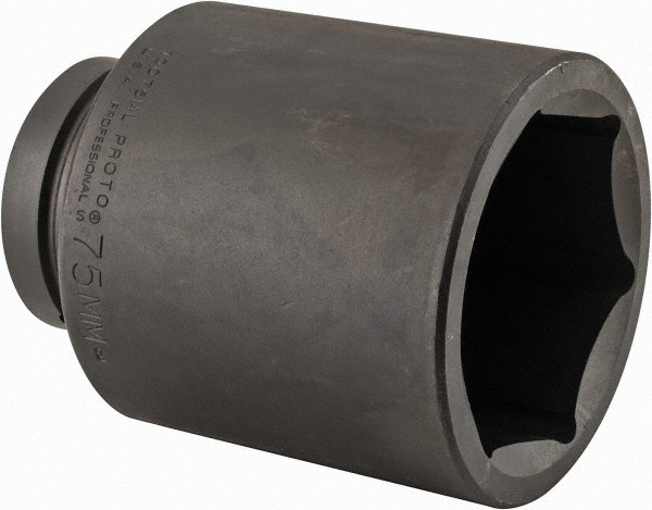 Impact Socket: 1" Drive, 75 mm Socket, Hex Drive - 6 Point